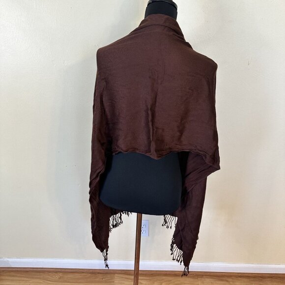 Womens Brown Rayon Scarf Coverup 20 x 70 Fall Colors Scarves Wrap - Picture 3 of 7